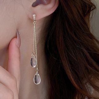 Rhinestone Dangle Earring Silver Earring - Gold - One Size