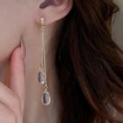 Rhinestone Dangle Earring Silver Earring - Gold - One Size