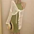 Plain Halter Dress / Crochet Knit Cardigan