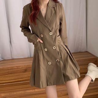 Long-sleeve Double Breasted A-line Mini Shirtdress