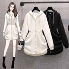 Long-sleeve Hooded Corduroy Dress
