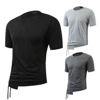Short-sleeve Irregular Drawstring T-shirt