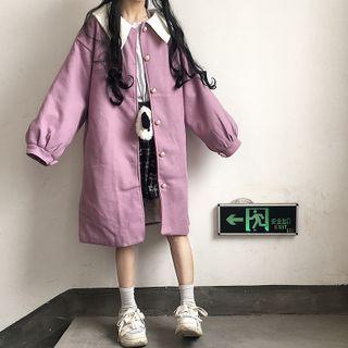 Color-block Single Breasted Woolen Coat