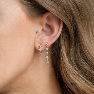 Rhinestone Floral Open Hoop Earring
