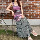 Sleeveless Pattern Knit Dress Almond - One Size