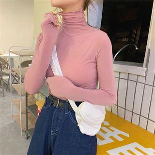 High-neck Ruffled Plain Top