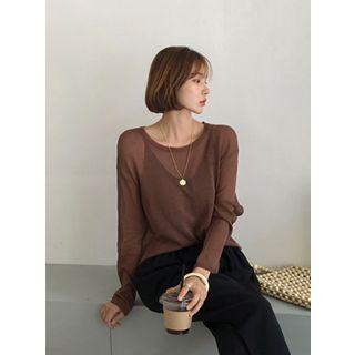See-through Linen Blend Top