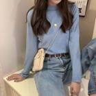 Long-sleeve Semi High-neck Top