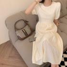 Short Sleeve Check A Line Dress