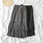 Asymmetric Pleated Midi A-line Skirt
