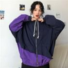 Contrast Trim Panel Zip Jacket