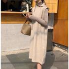 Sleeveless Knit Midi Hoodie Dress / Long-sleeve Turtleneck Top