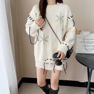 Faux Pearl Star Sweater