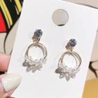 Rhinestone Faux Pearl Alloy Hoop Dangle Earring 1 Pair - Be1915 - Gold - One Size
