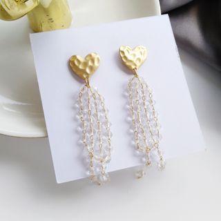 Heart Alloy Faux Crystal Fringed Earring 1 Pair - Silver - One Size