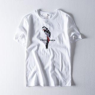 Parrot Embroidered Short-sleeve Top