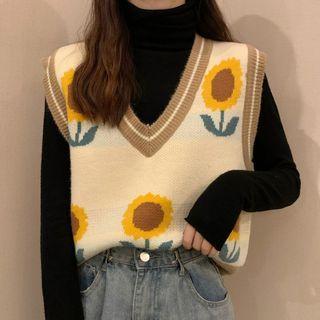 Sun Flower Print Vest