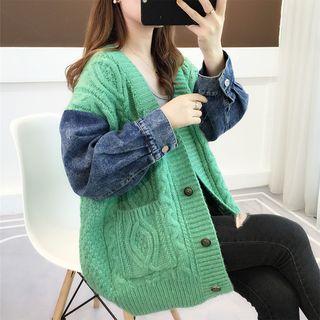 Denim Panel Cardigan