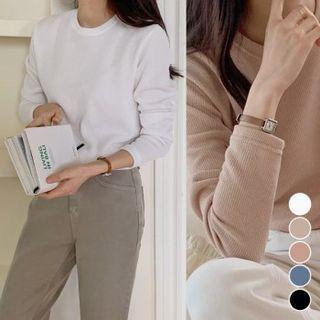 Crewneck Colored Ribbed T-shirt