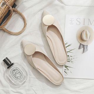 Medallion Pointed Toe Mules