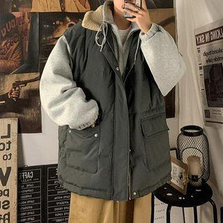 Mock Two Piece Plain Padded Coat