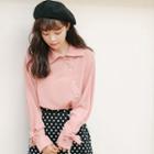 Tie-cuff Diagonal Button Shirt