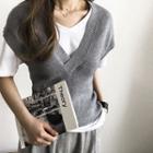 V-neck Cap-sleeve Knit Top
