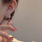 Rhinestone Alloy Fringed Earring 1 Pair - Silver & Black - One Size