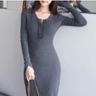 Slit-side Knit Maxi Dress