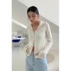 Mock-neck Thumbhole Zip-up Cardigan