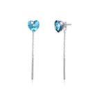 925 Sterling Silver Elegant Fashion Simple Sparkling Heart Shape Earrings With Blue Austrian Element Crystal Silver - One Size