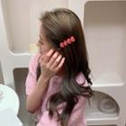 Set Of 2: Heart Alloy Hair Clip 1 Pair - Red - One Size