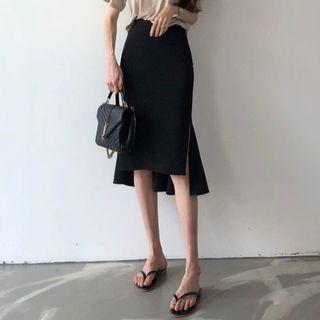 Plain Irregular Fish Tail Skirt