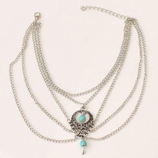 Alloy Turquoise Layered Anklet