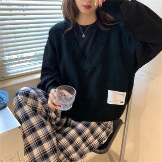Mock Two-piece Knit Panel Sweatshirt