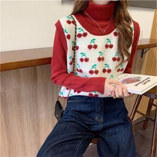 Cherry Print Sweater Vest