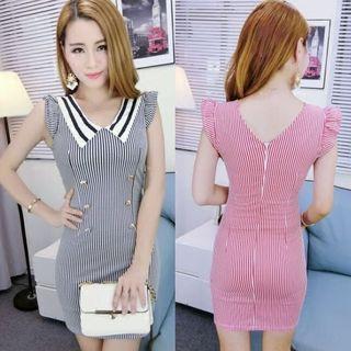 Double-breasted Stripe Bodycon Dress