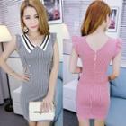 Double-breasted Stripe Bodycon Dress