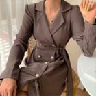 Faux Pearl Double-breasted Blazer Dress