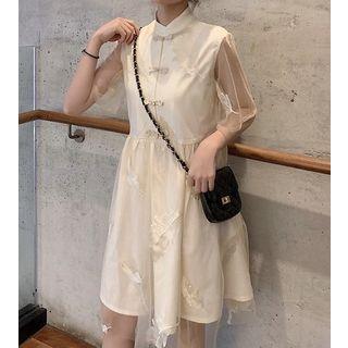 Lace Trim Jumper Dress Almond - One Size