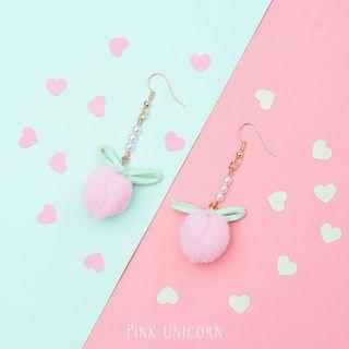 Pom Pom Peach Dangle Earring
