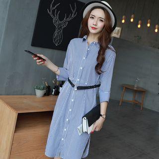3/4-sleeve Printed Shirtdress