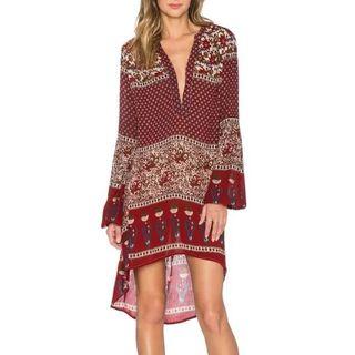 Long Sleeve Floral Print V-neck Maxi Dress