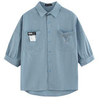 Short-sleeve Tag Embroidered Shirt