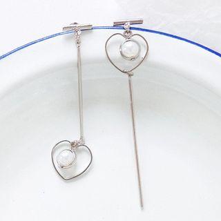 Pearl Heart Non-matching Threader Earring