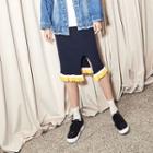 Contrast-frill Knit Midi Skirt