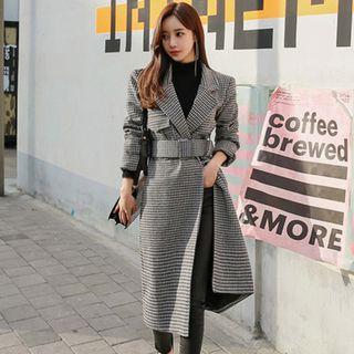 Houndstooth Hook-and-eye Closure Coat