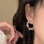 Beaded Hoop Earring 1 Pair - Light Blue & Pink & White - One Size