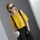 Tie-accent Off-shoulder T-shirt