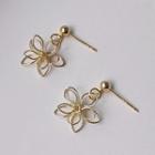 Flower Alloy Dangle Earring 1 Pair - 1139 - Gold - One Size